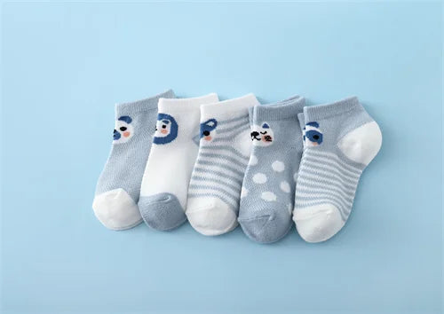 5Pairs/Lot Summer Thin Newborn Baby Socks Cotton