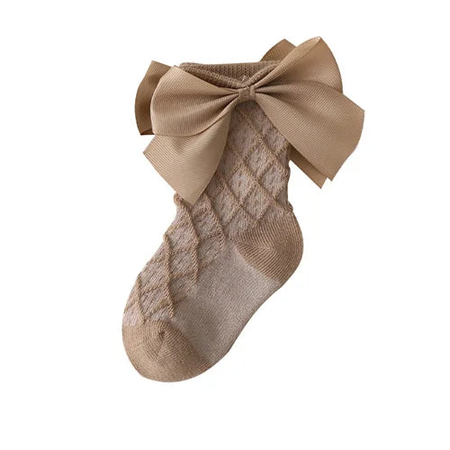 Newborn Baby Sock For Girls Solid Bow