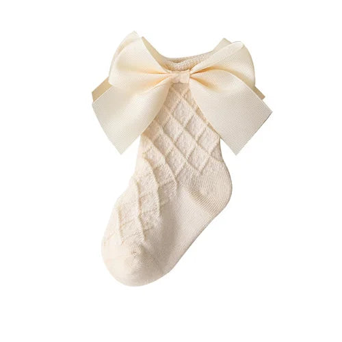 Newborn Baby Sock For Girls Solid Bow