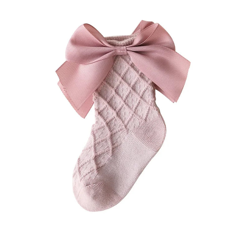 Newborn Baby Sock For Girls Solid Bow
