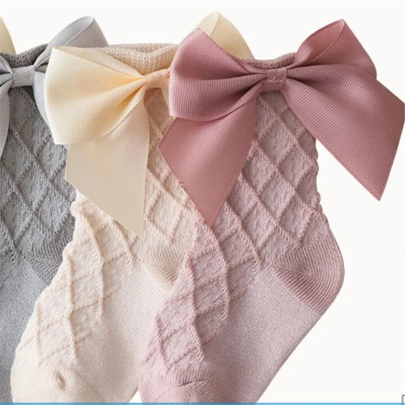 Newborn Baby Sock For Girls Solid Bow