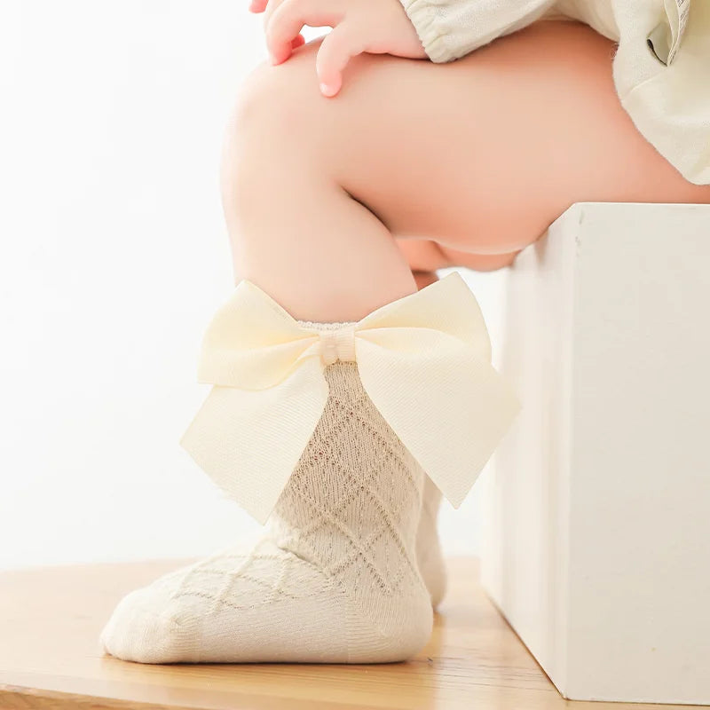 Newborn Baby Sock For Girls Solid Bow