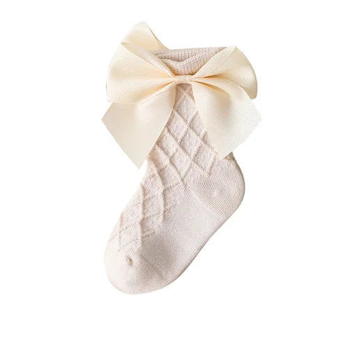 Newborn Baby Sock For Girls Solid Bow