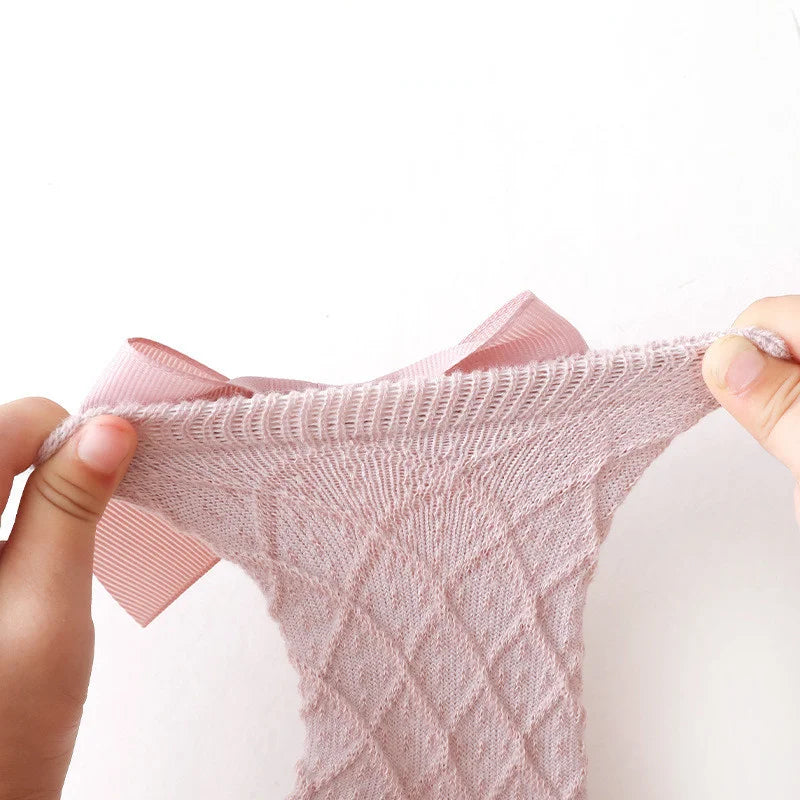 Newborn Baby Sock For Girls Solid Bow