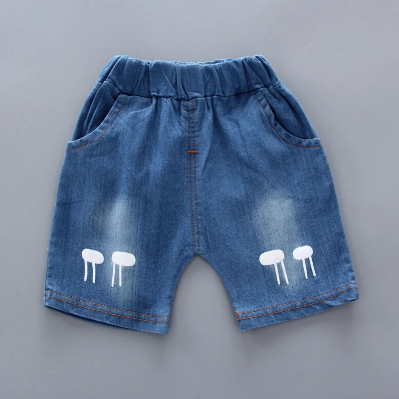 Toddler Kids Baby Boys Shirt Cartoon Tops Denim Shorts Pants Outfits