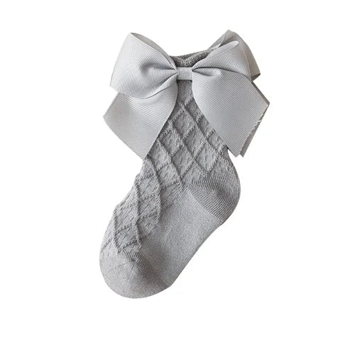 Newborn Baby Sock For Girls Solid Bow
