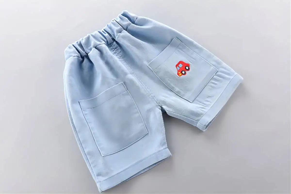 High-Quality Baby boys Polo Shirt + Handsome Denim Shorts 2-Piece