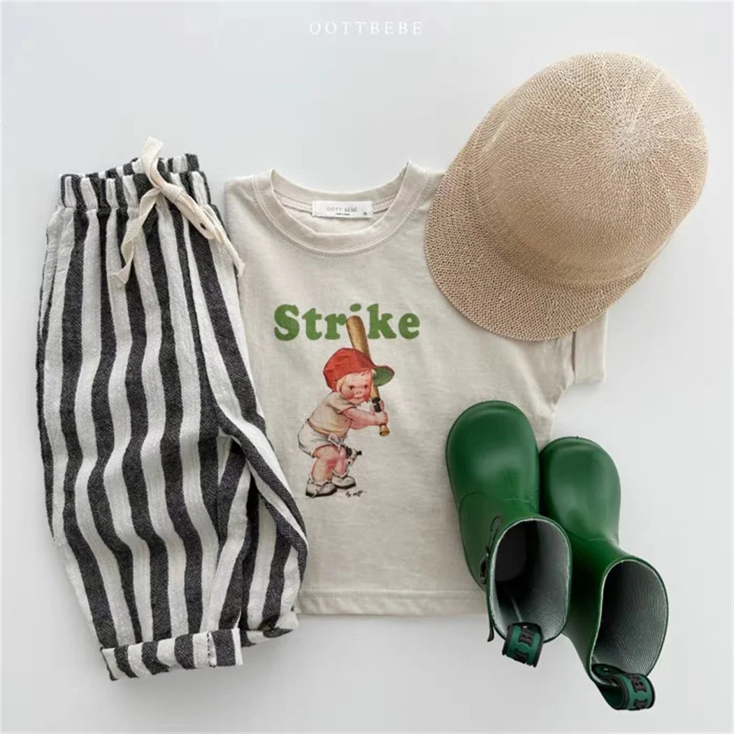Cotton Stripe Pants for Boys