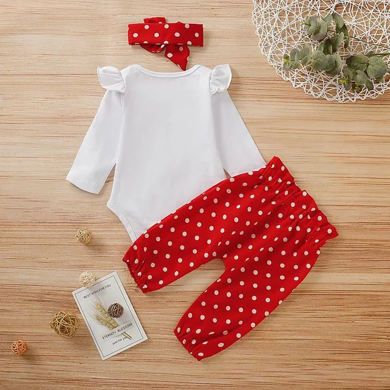 3PCS Newborn Baby Girl Romper+Pant+Headband