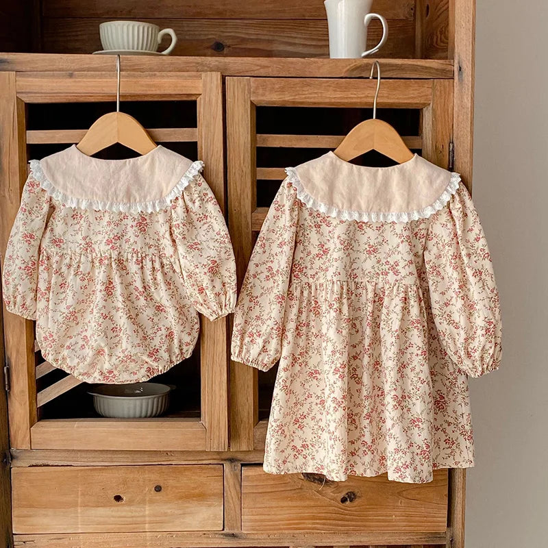 Girls Long Sleeve Flower Printing Dress