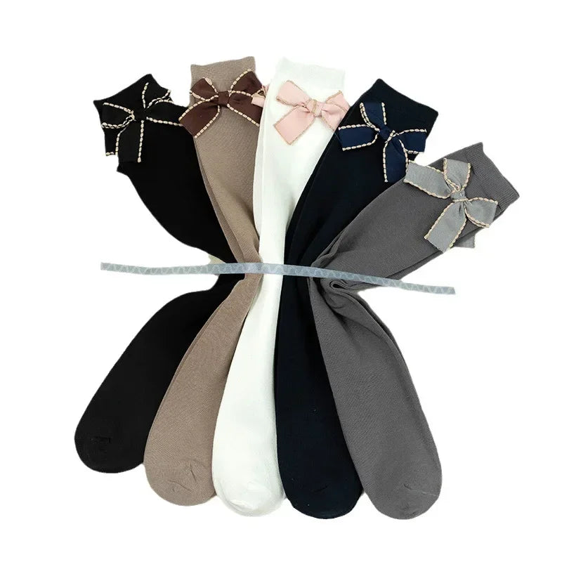 LONG Korean Version Girls Lolita Stockings Baby Bow Calf Socks 3-12y