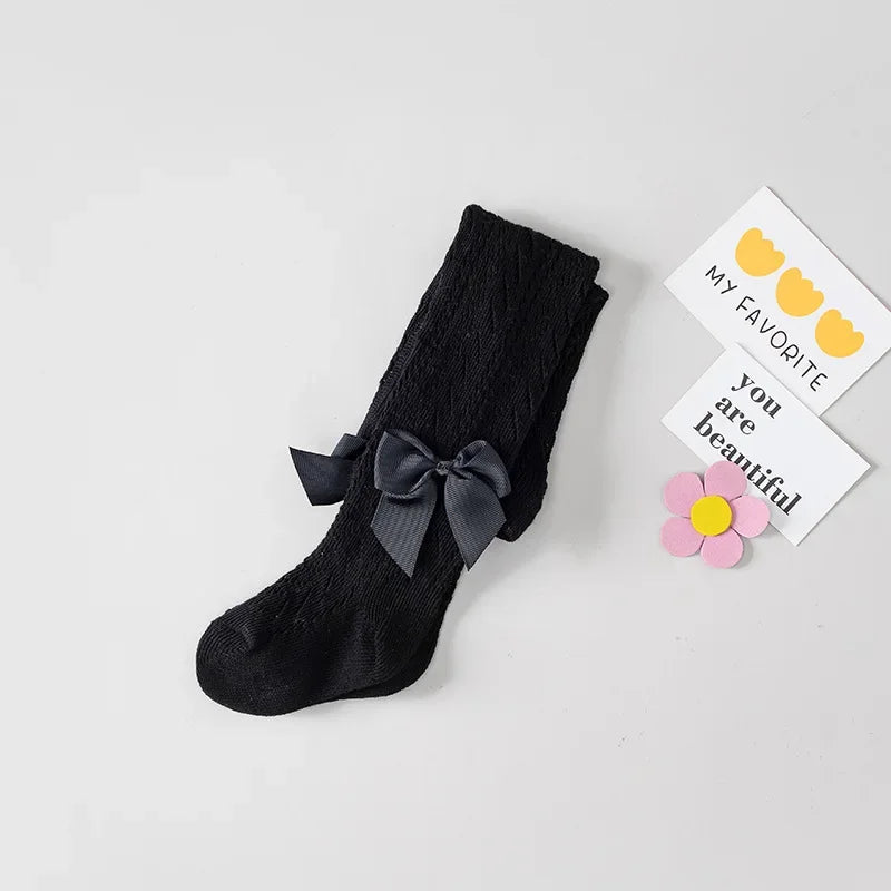 Summer Girls Stockings Hollow Bow Tights For Kids