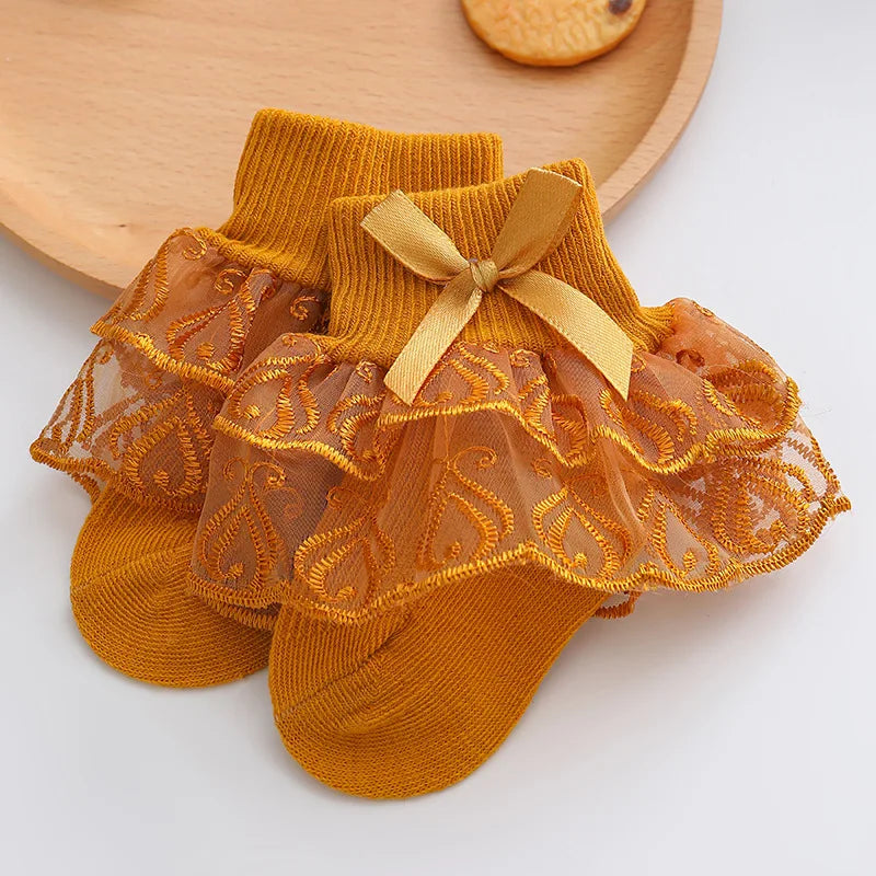 0-2Y Toddler Cotton Lace Ruffle Princess Mesh Breathable Socks