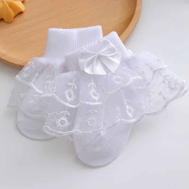 0-2Y Toddler Cotton Lace Ruffle Princess Mesh Breathable Socks