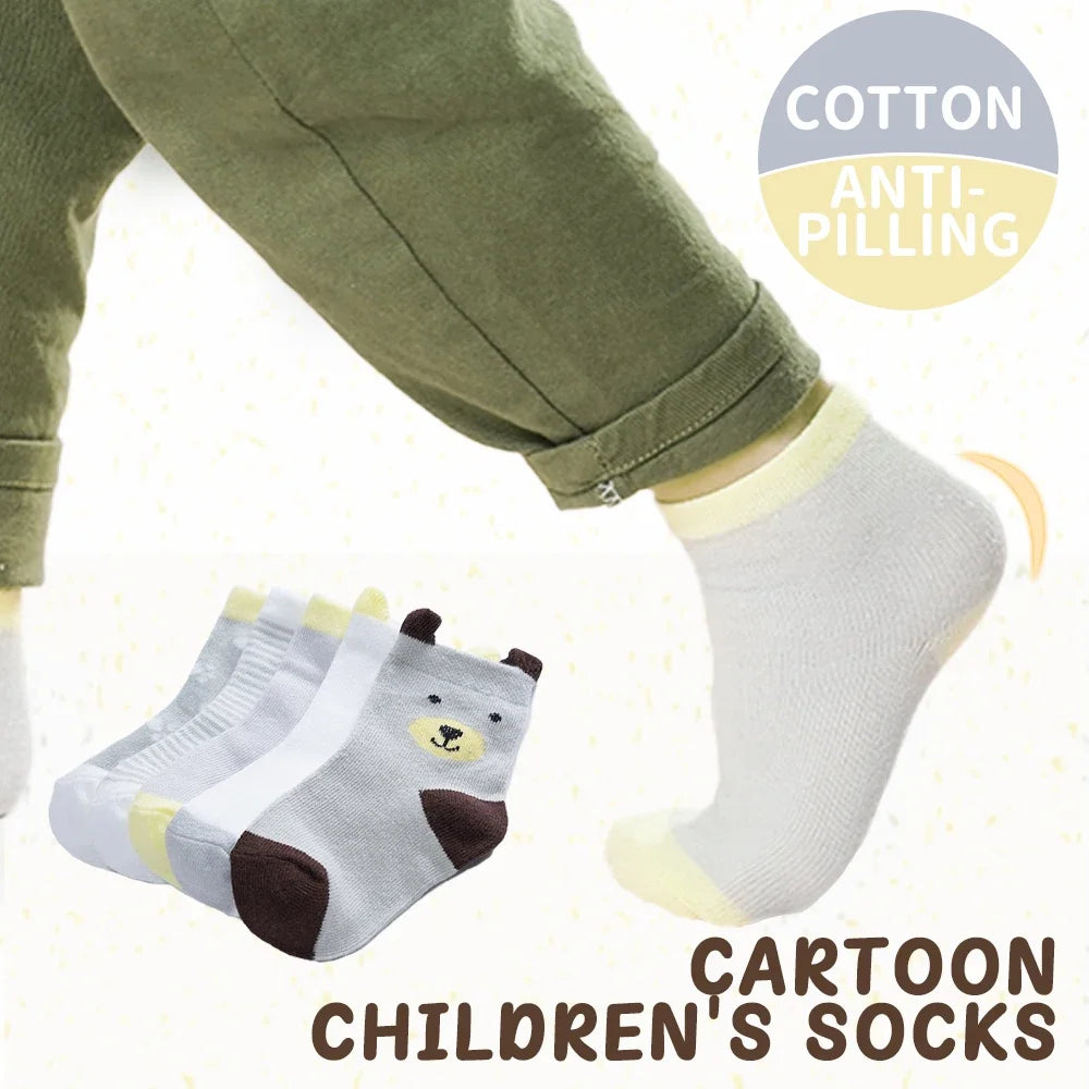 5Pairs/Lot Cotton Kids Anti-Slip Socks