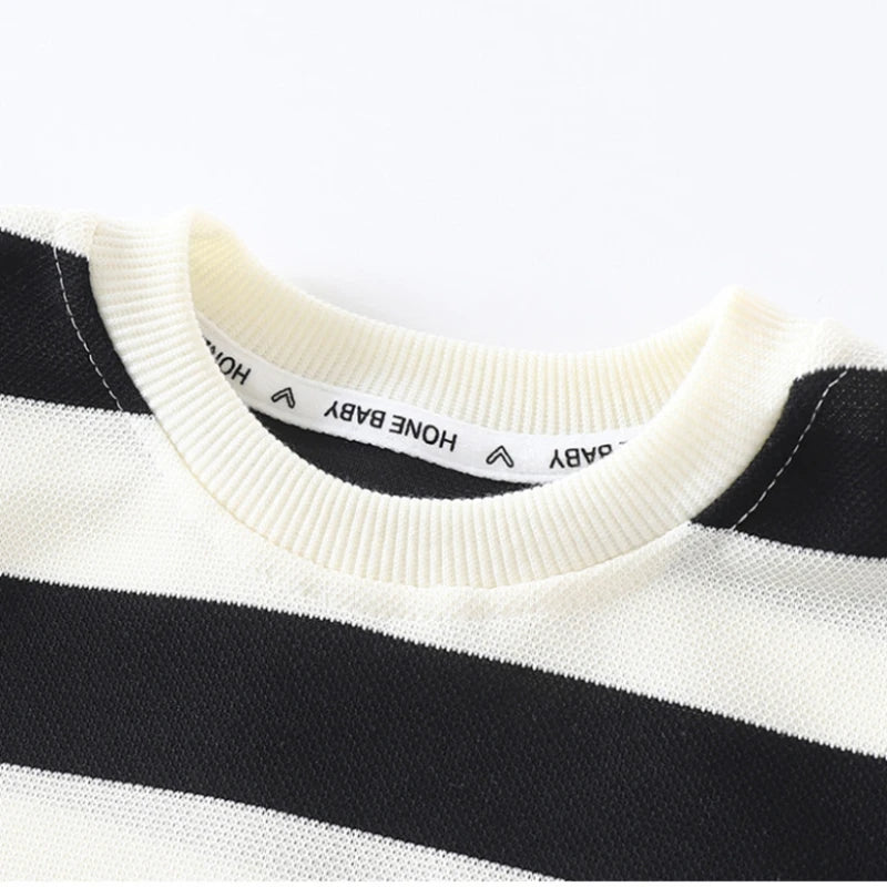 Short-sleeved Outfits Babies Girls Striped T-shirt Shorts Suit Toddler Boy Fashion Summer Costume New Casual Sports 2 Piece/Set