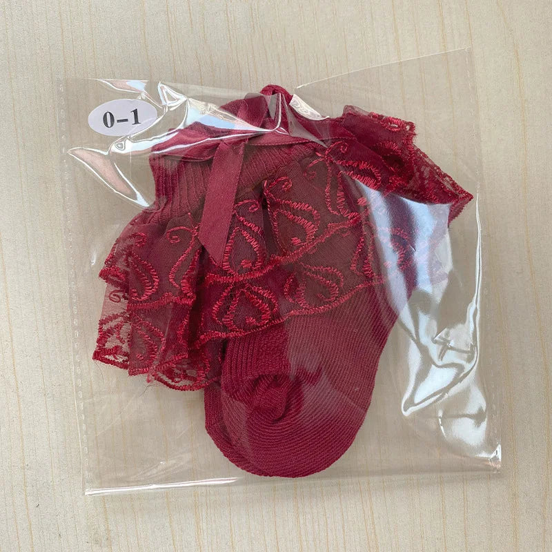 0-2Y Toddler Cotton Lace Ruffle Princess Mesh Breathable Socks