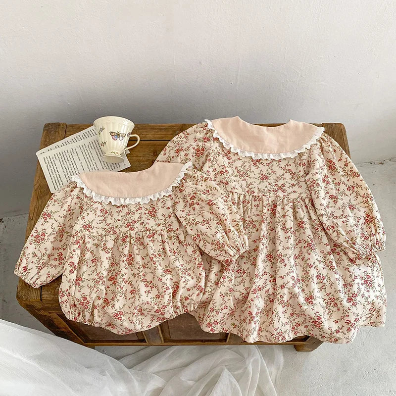 Girls Long Sleeve Flower Printing Dress