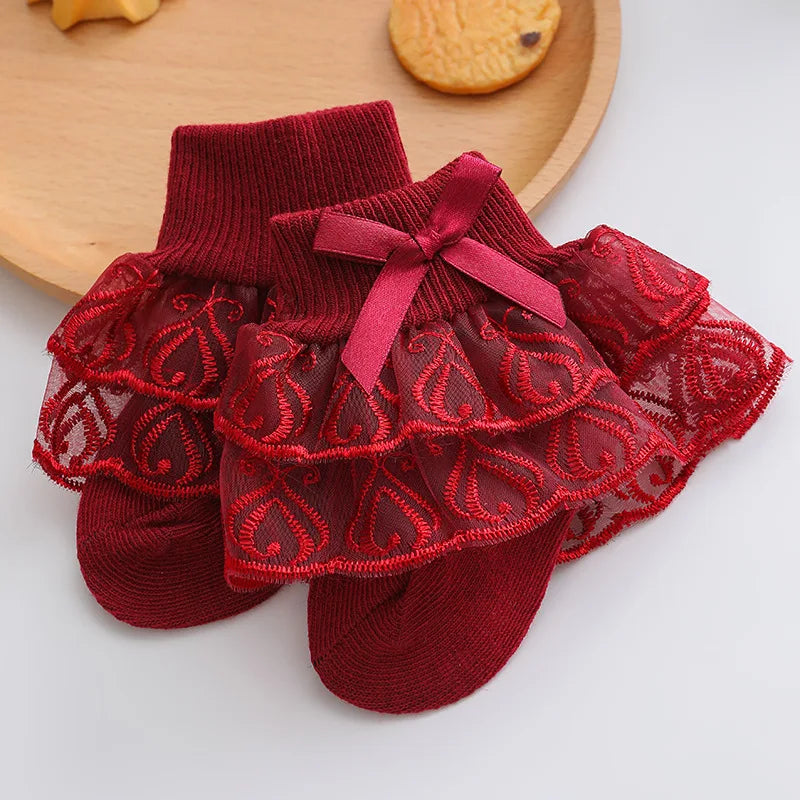 0-2Y Toddler Cotton Lace Ruffle Princess Mesh Breathable Socks