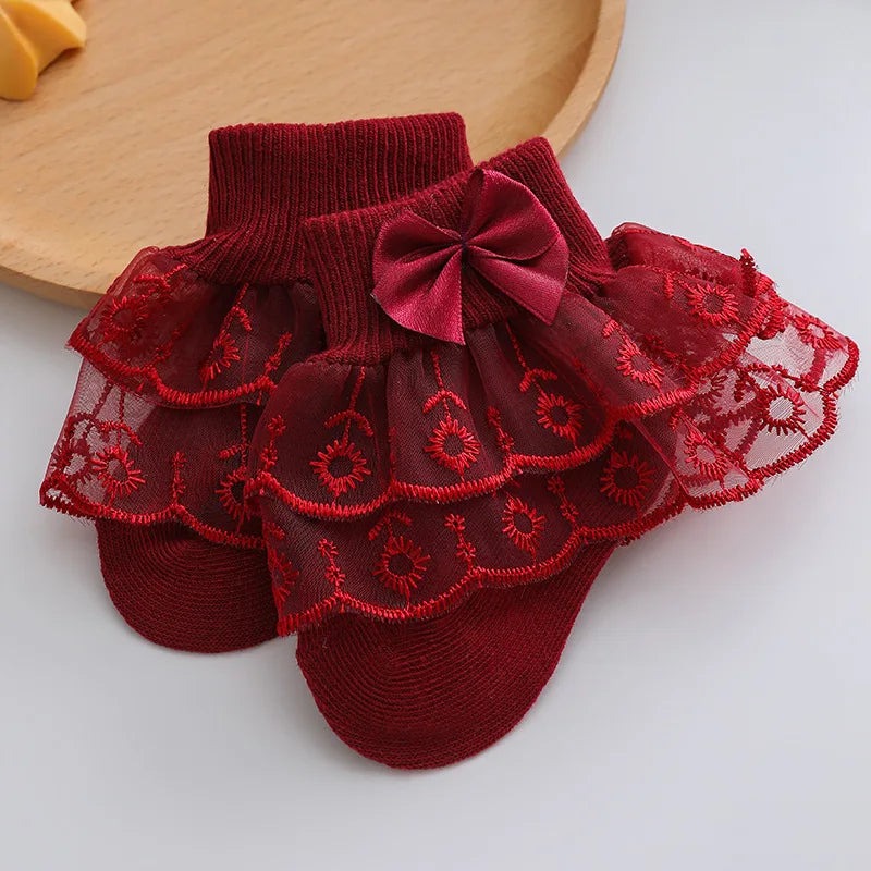 0-2Y Toddler Cotton Lace Ruffle Princess Mesh Breathable Socks