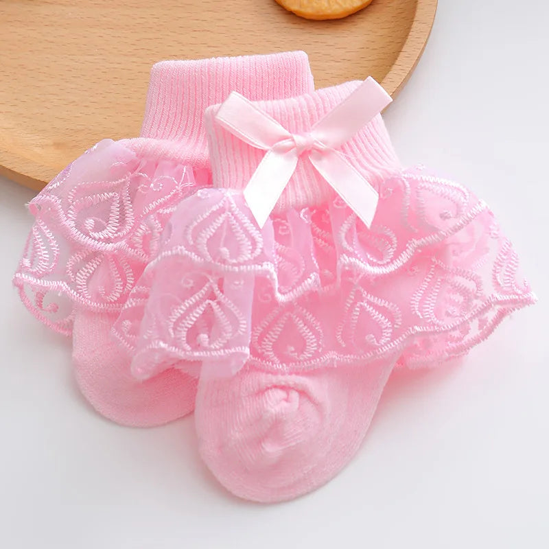 0-2Y Toddler Cotton Lace Ruffle Princess Mesh Breathable Socks
