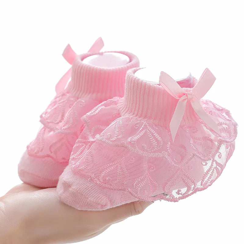 0-2Y Toddler Cotton Lace Ruffle Princess Mesh Breathable Socks