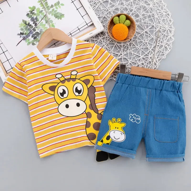 Kids Cartoon T-Shirt Shorts 2Pcs