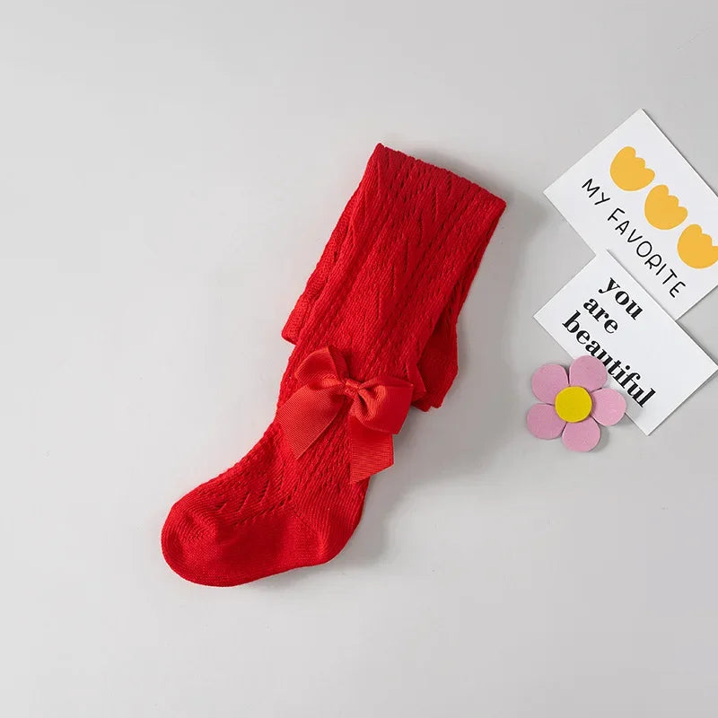 Summer Girls Stockings Hollow Bow Tights For Kids