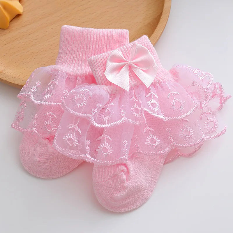 0-2Y Toddler Cotton Lace Ruffle Princess Mesh Breathable Socks