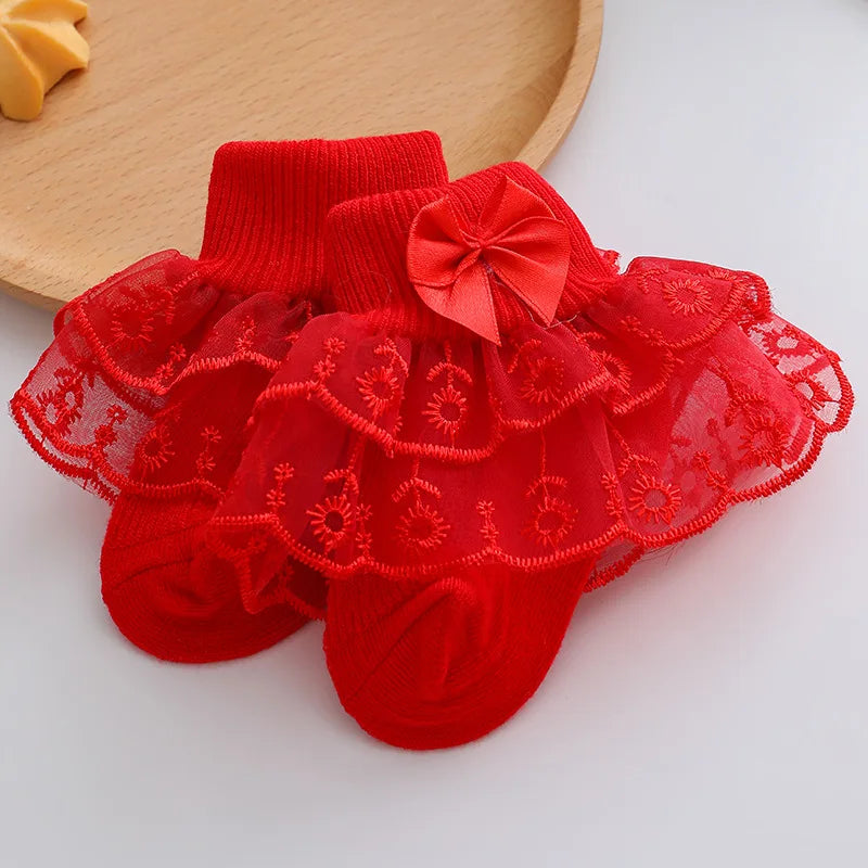 0-2Y Toddler Cotton Lace Ruffle Princess Mesh Breathable Socks
