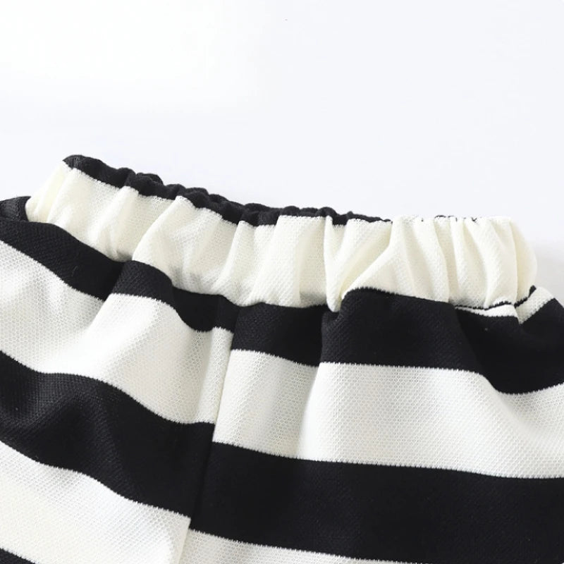 Short-sleeved Outfits Babies Girls Striped T-shirt Shorts Suit Toddler Boy Fashion Summer Costume New Casual Sports 2 Piece/Set