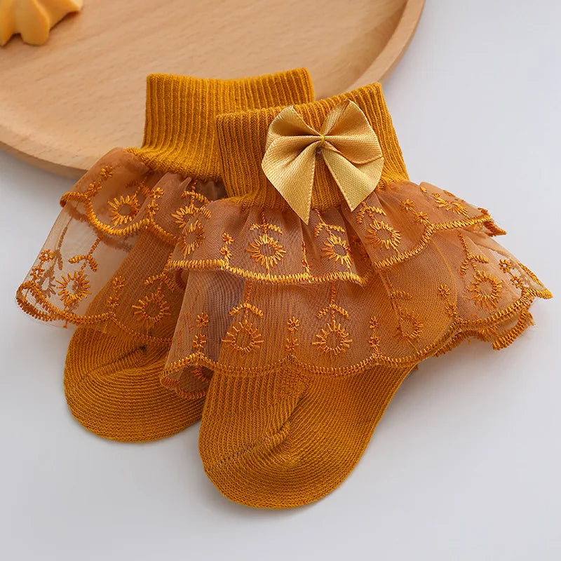 0-2Y Toddler Cotton Lace Ruffle Princess Mesh Breathable Socks