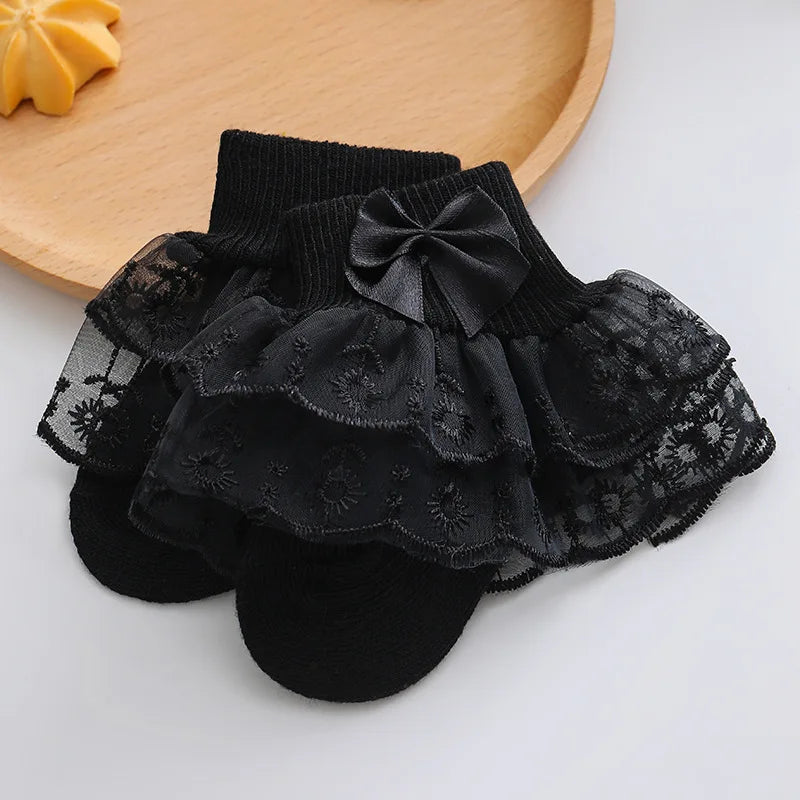 0-2Y Toddler Cotton Lace Ruffle Princess Mesh Breathable Socks