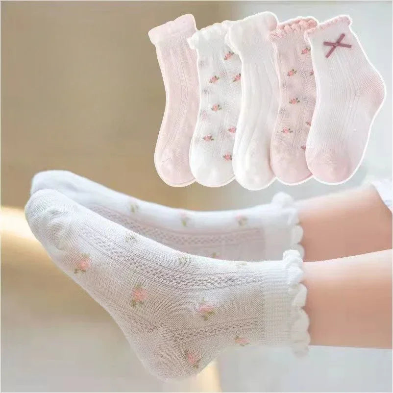 5 Pairs/Lot Kids Soft Cotton Socks Korean