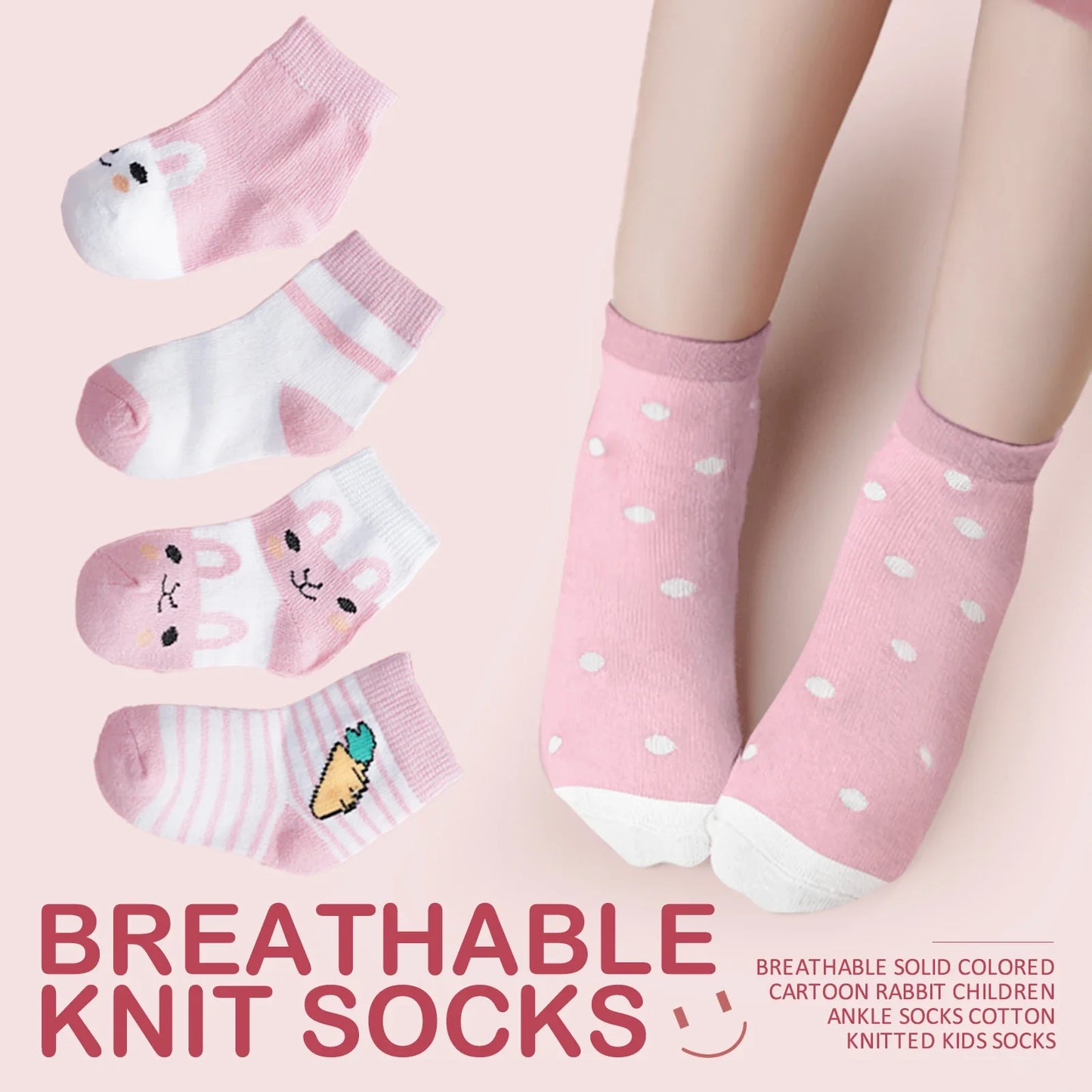 5Pairs/Lot Cotton Kids Anti-Slip Socks