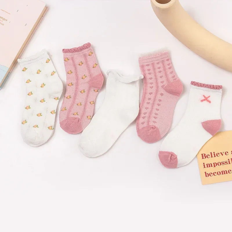 5 Pairs/Lot Kids Soft Cotton Socks Korean