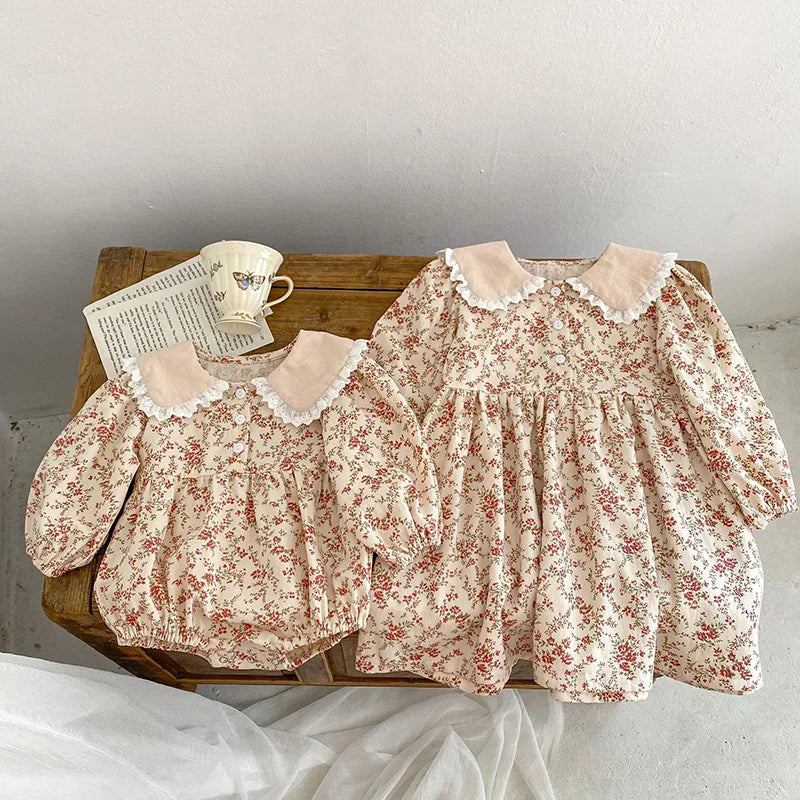 Girls Long Sleeve Flower Printing Dress