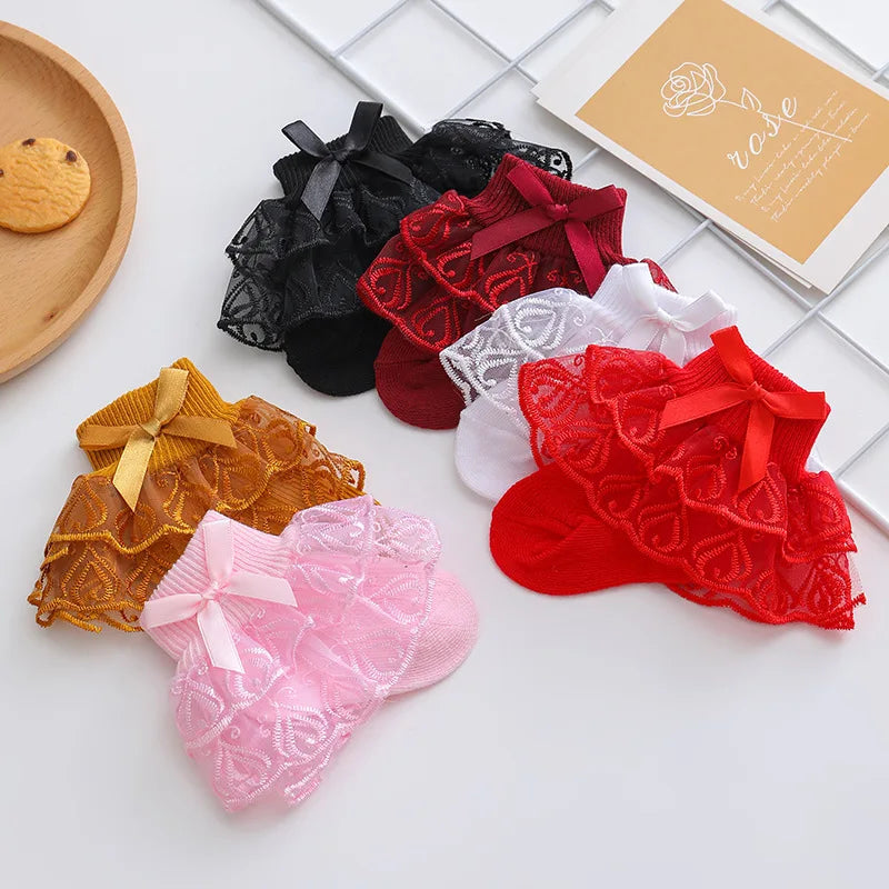 0-2Y Toddler Cotton Lace Ruffle Princess Mesh Breathable Socks