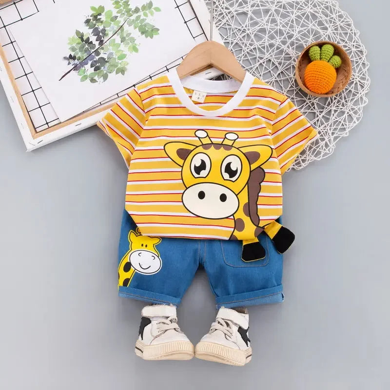 Kids Cartoon T-Shirt Shorts 2Pcs