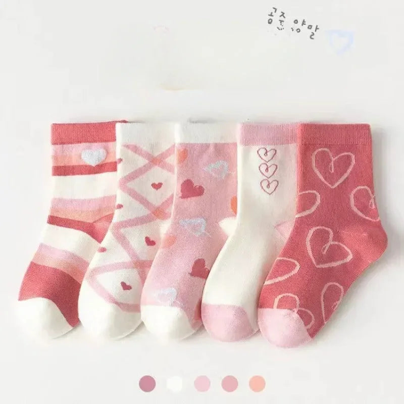 5 Pairs/Lot Kids Soft Cotton Socks Korean