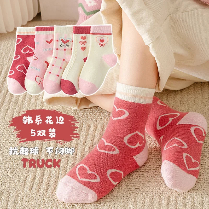 5 Pairs/Lot Kids Soft Cotton Socks Korean