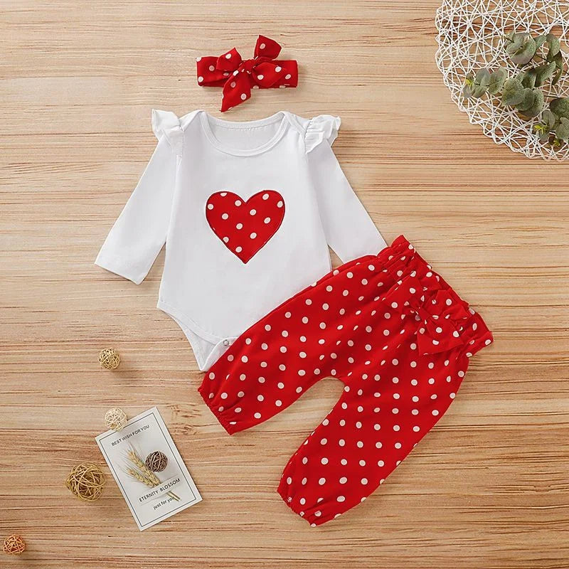 3PCS Newborn Baby Girl Romper+Pant+Headband