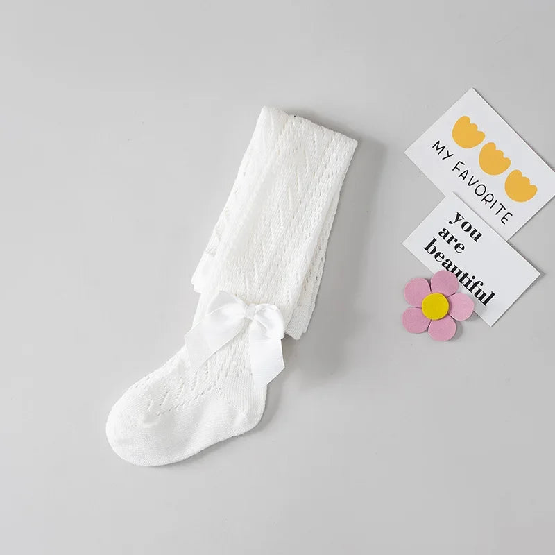 Summer Girls Stockings Hollow Bow Tights For Kids