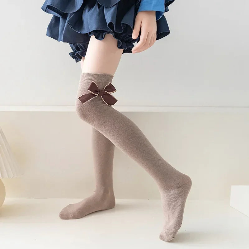 LONG Korean Version Girls Lolita Stockings Baby Bow Calf Socks 3-12y