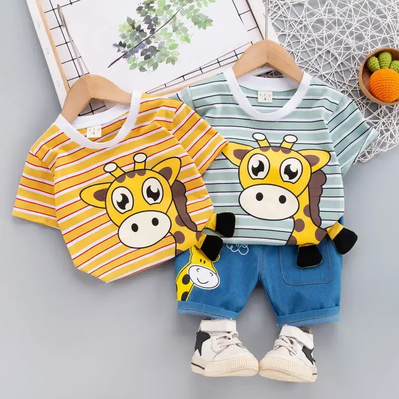 Kids Cartoon T-Shirt Shorts 2Pcs