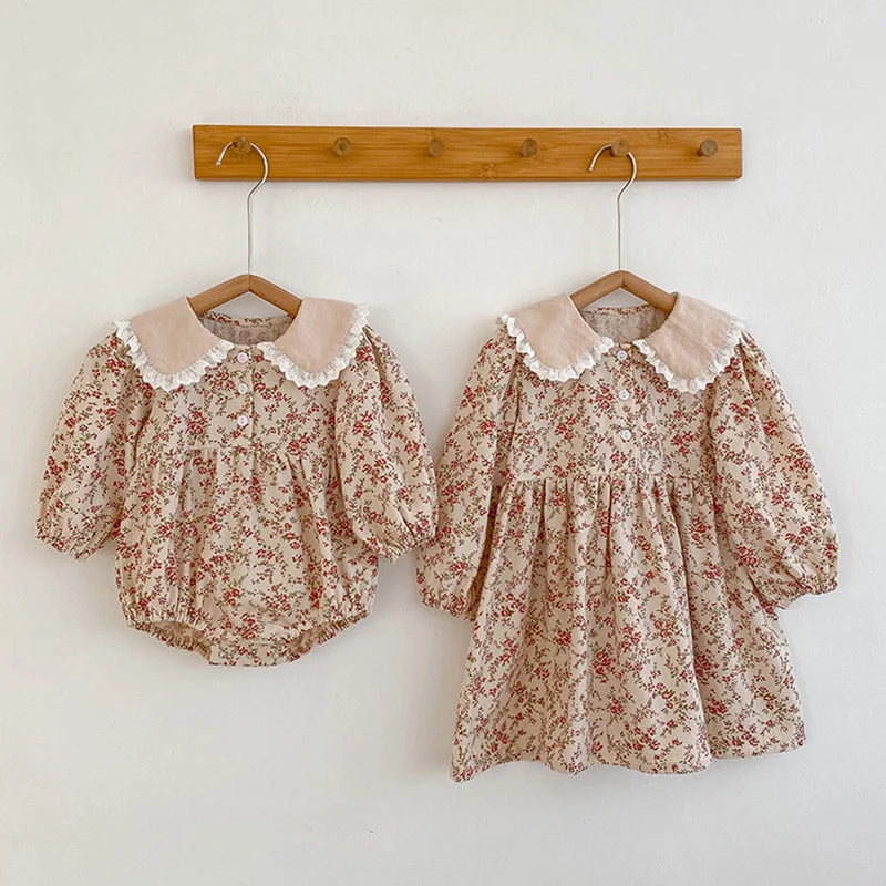 Girls Long Sleeve Flower Printing Dress