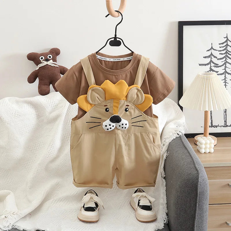 Kids Boys 2PCS Clothes Set Cotton Cartoon Lion