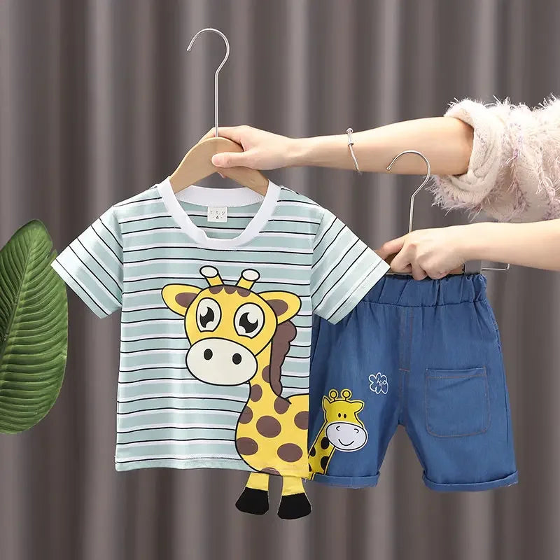 Kids Cartoon T-Shirt Shorts 2Pcs