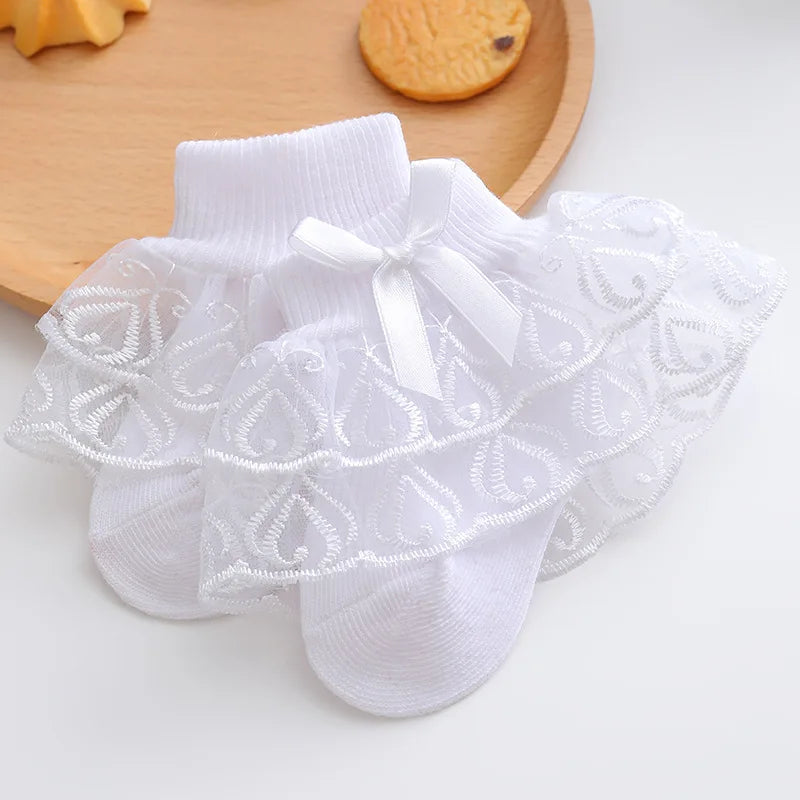 0-2Y Toddler Cotton Lace Ruffle Princess Mesh Breathable Socks