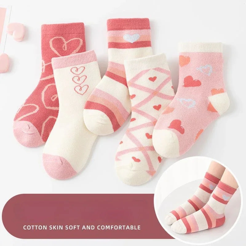 5 Pairs/Lot Kids Soft Cotton Socks Korean